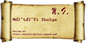 Mátéfi Ibolya névjegykártya