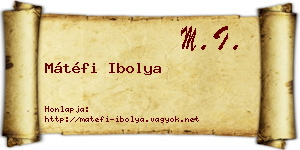 Mátéfi Ibolya névjegykártya